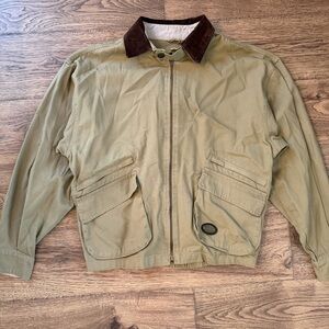 Vintage Tweed River Outfitters Mens Jacket Medium Leather Collar Chore Barn Coat